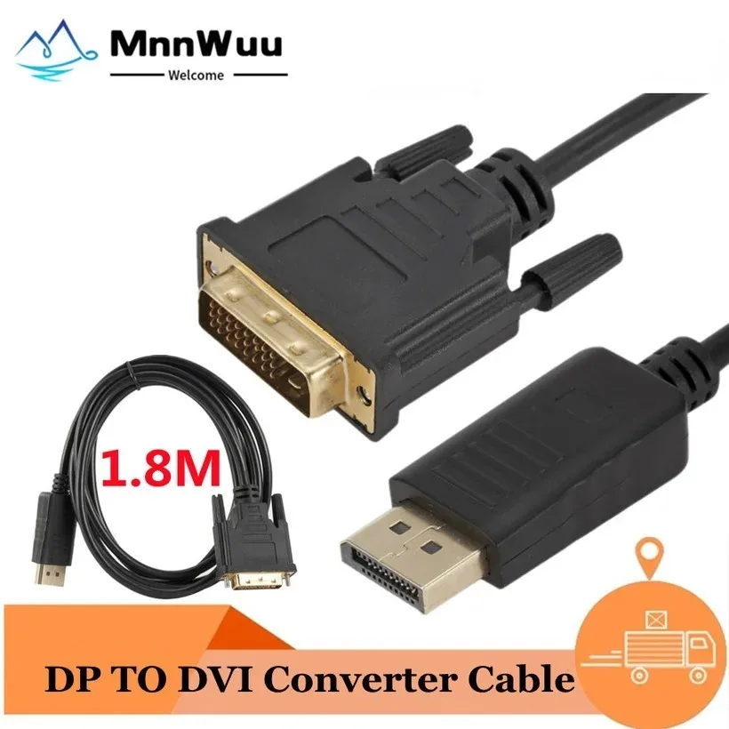 DisplayPort DP na DVI kábel 6 stôp/1,8 m zlatého konektora bezplatného ovládača pre Windows 7/8/10 pre počítač Mac OS PC Comptuer HDTV Monitor