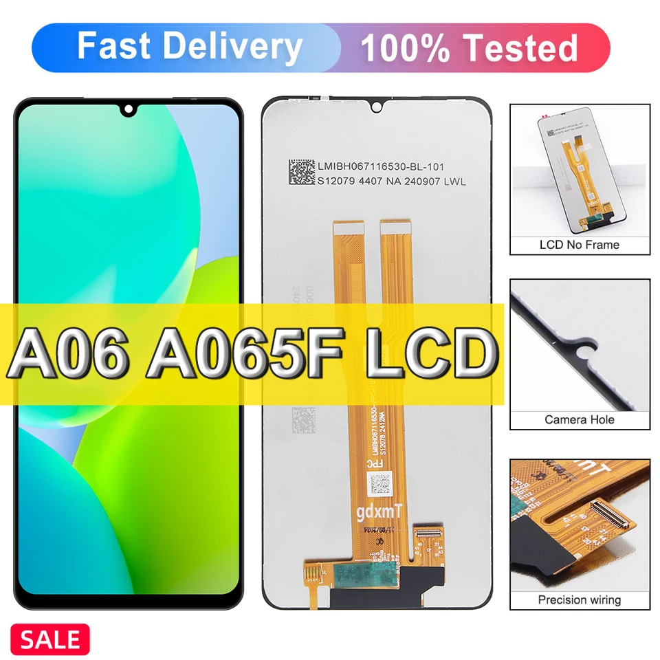 Displej A06 pre Samsung A06 SM-A065F A065F/DS A065M A065M/DS LCD DIGITIZERITA DIGITIZERIZÁCIA DIGITIZERITURA A06 Výmena obrazovky A06