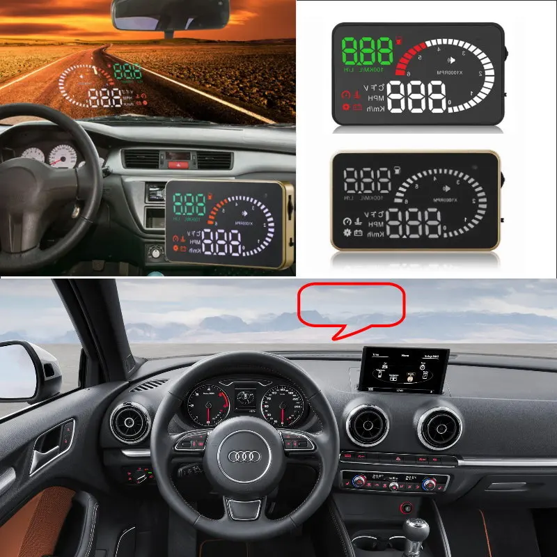 Displej auta HUD nahor pre Audi A3/A4/A5/A6/Q5/Q7 2010-2019 CAR TADEL-UP DIZAJN DIGITÁLNA VIRSUAL SCRON PROJECTOR Černé sklo