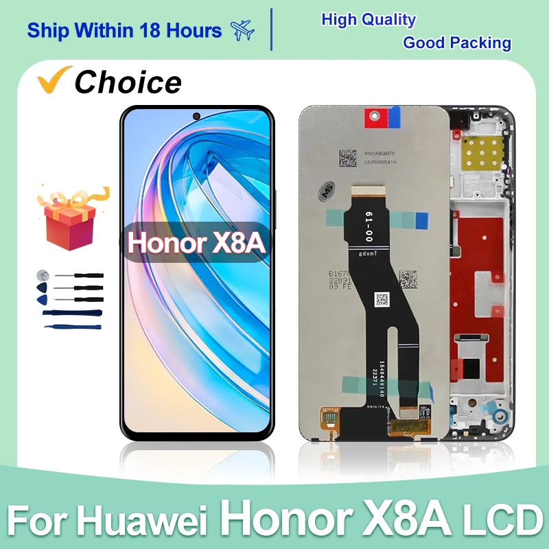 Displej pre Huawei Honor X8A LCD CRT-LX1 CRT-LX2 DISPONT DIGITÁZIE DIGITIZERÁCIA SCITURE NA HOLO 90 LITE LCD CRT-NX1 Nahraďte diely