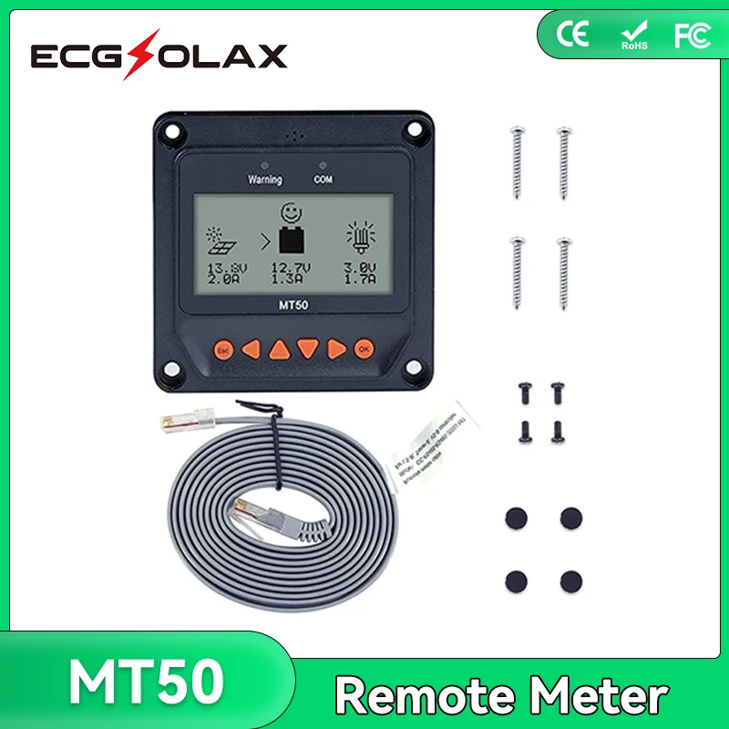 Displej vzdialeného merača MT50 pre ovládač solárneho náboja MPPT Tracer-an Series MT-50 Diaľkový meter s LCD displejom