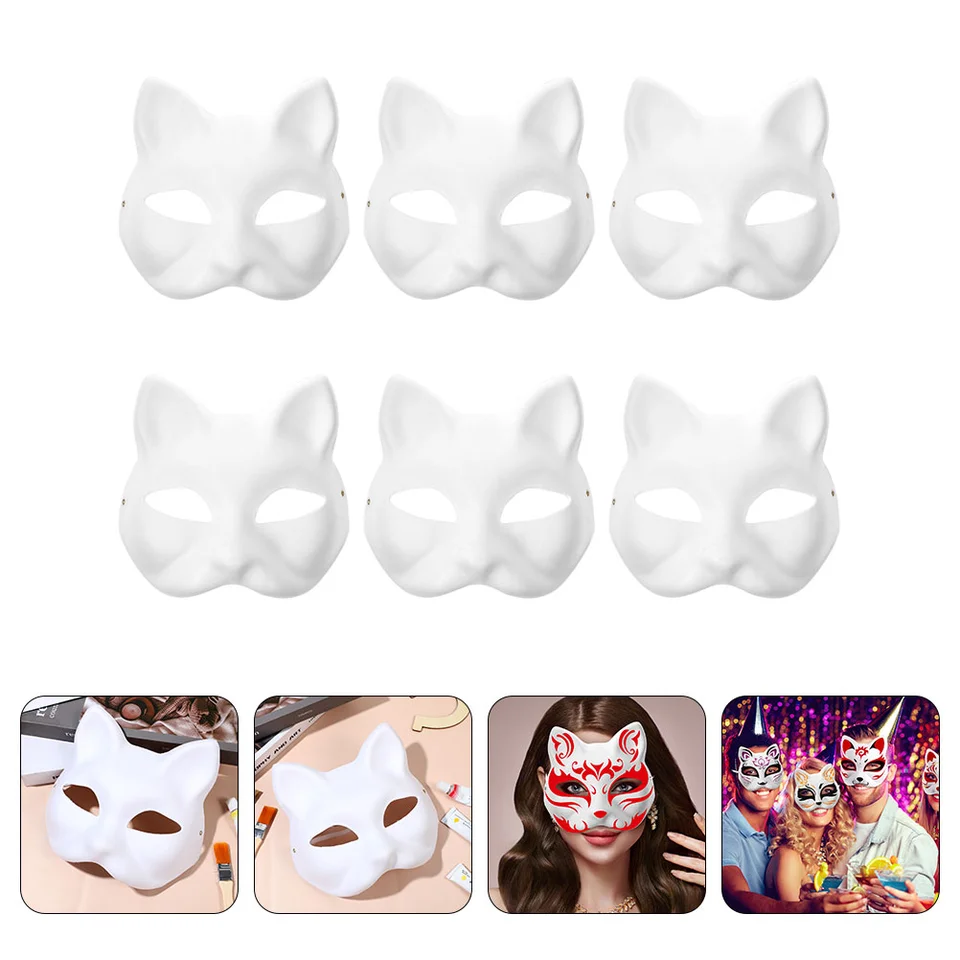 DIY Anime Pulp japonská maska ​​Half Feare Ručne maľovaná mačka líška maska ​​anime maškaráda Halloween festival cosplay prop