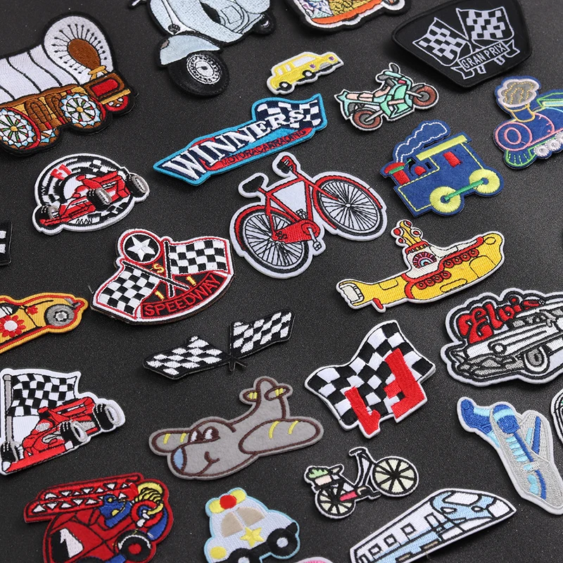 DIY Cartoon Car Patch vyšívané roztomilé odznaky hippie železo na detských záplavách pre nálepky na šaty odznak