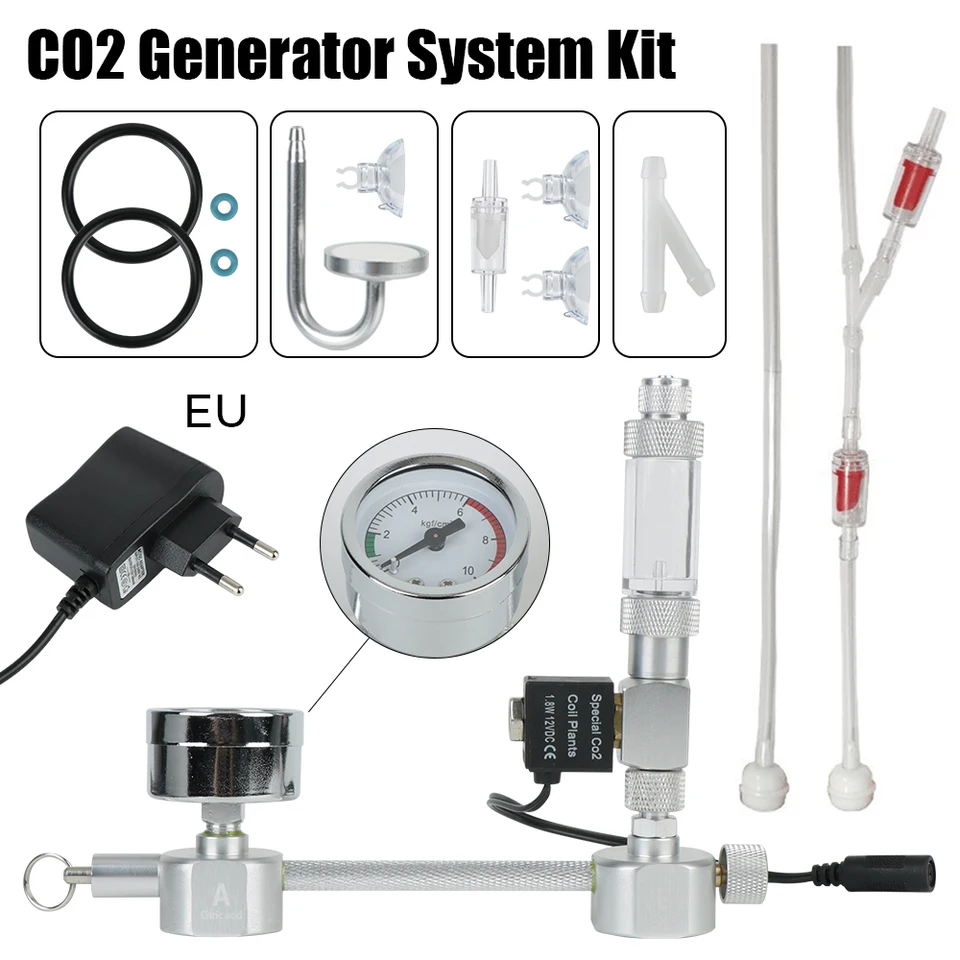 DIY CO2 Generátorová súprava pre vodné rastlinné akváriové vybavenie s difúzorom pultu bublinky solenoidového ventilu
