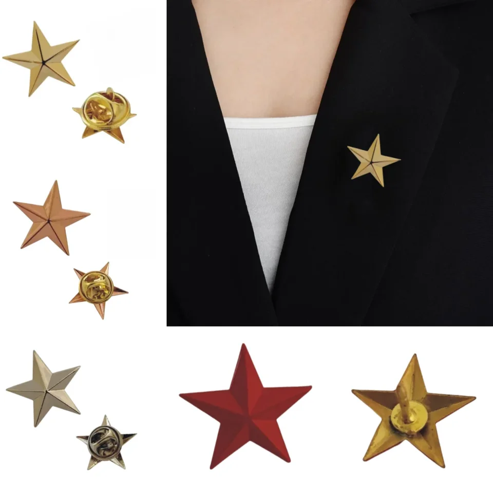 DIY Copper Five Sointed Star Brošňa smaltovaný zlatý hviezda 3D kovový kov kovový klobúk Batohový odev klopné špendlíky dekoratívne doplnky
