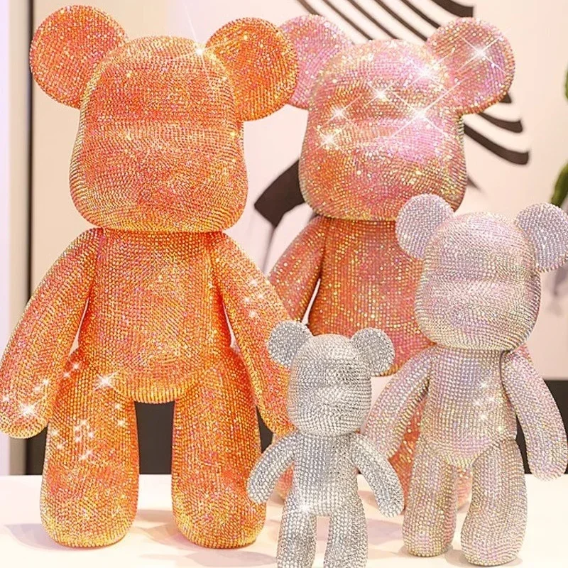 DIY Crystal Bear Figuríny Diamond Glitter Vinyl socha Fluorescenčný násilný medveď figurínové kamienky
