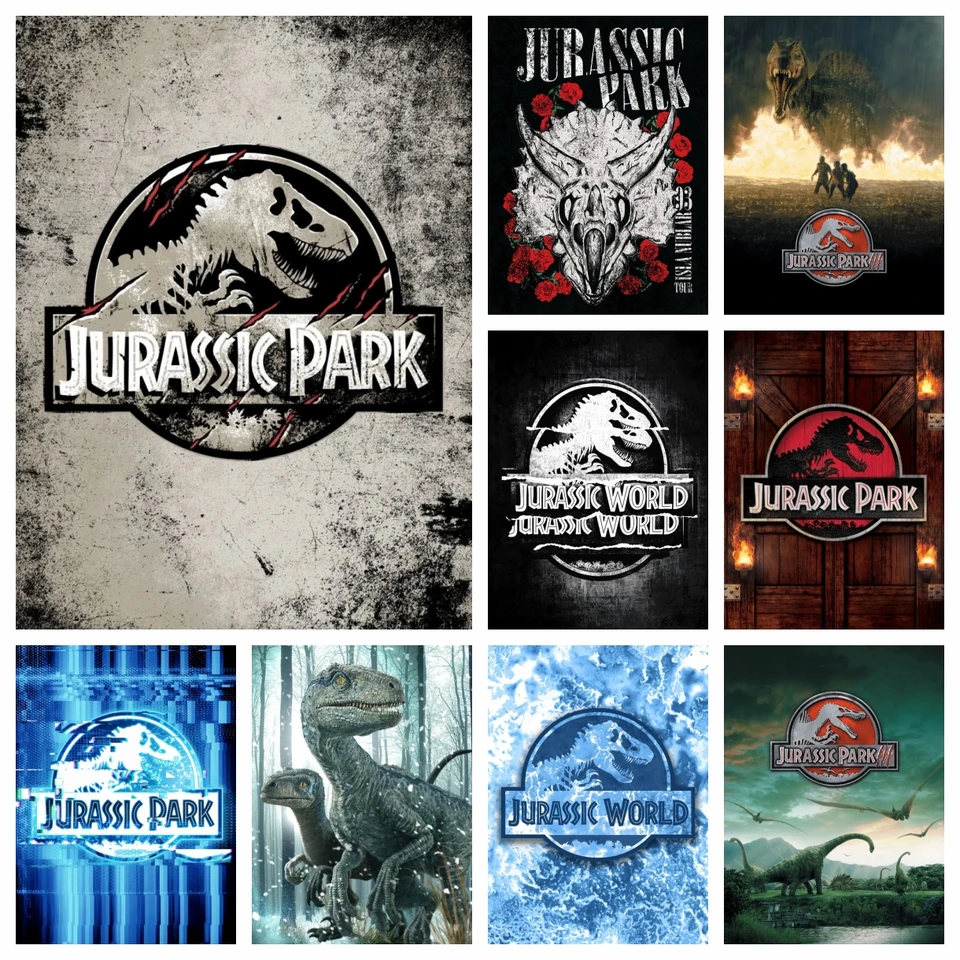 DIY Diamond Art Painting Kit Jurassic Park Dinosaurus World Movie Výšivky mozaiky krížový steh domáci dekor detské darčekové remeslá
