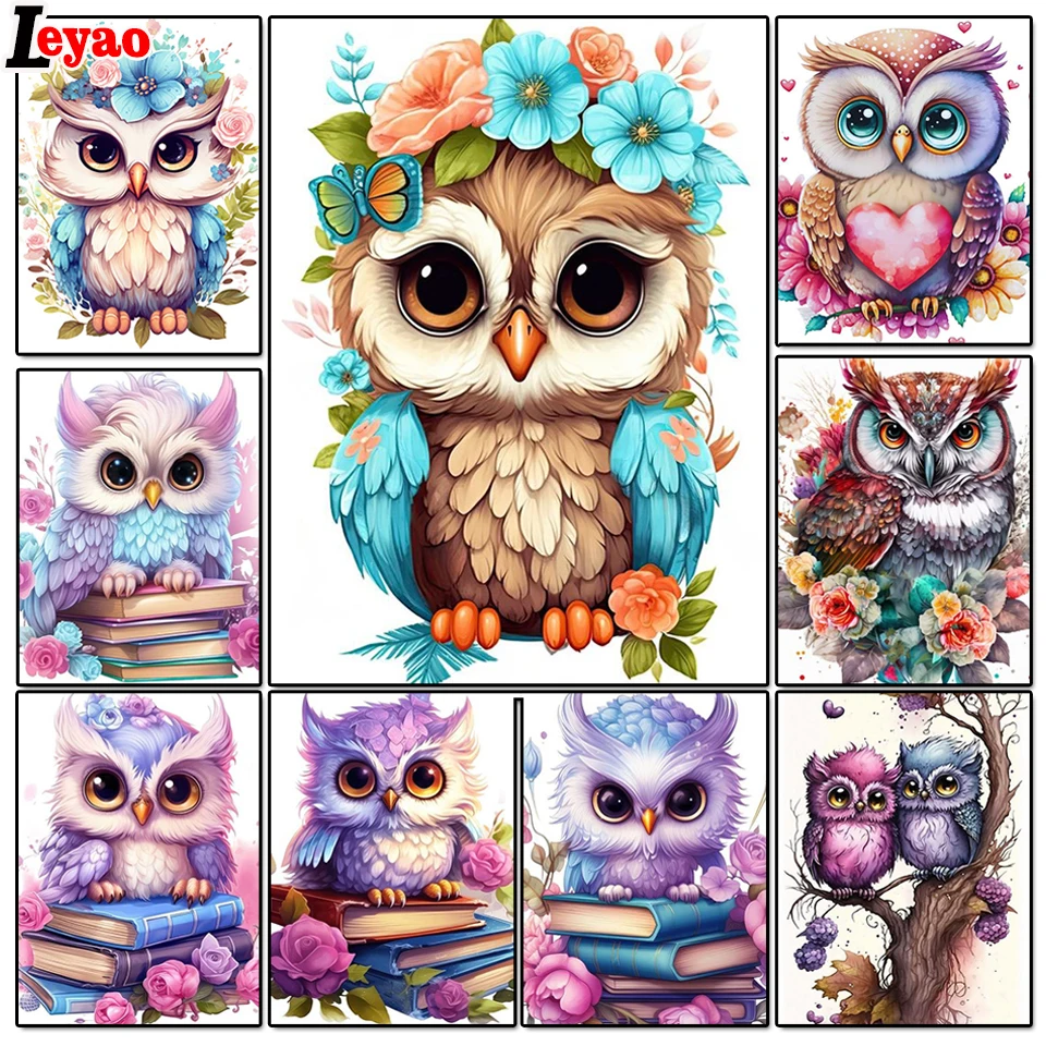 DIY Diamond Painting Full Square Round Flower Owl Full Diamond Mosaic Love Love Reading Owl šperky krížový steh vyšíva