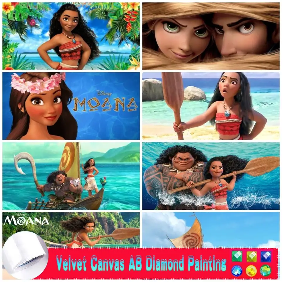DIY Disney AB Velvet Canvas Diamond Painting Moana Karika
