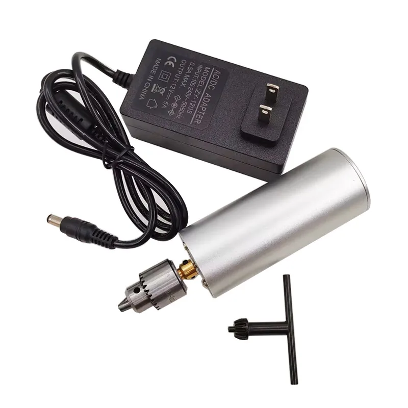 DIY Elektrický mlynček RS555 Vysoký krútiaci moment DC Kompatibilný s 12V5A napájacieho adaptéra kovový hliníkový škrupina Malé elektrické sucho