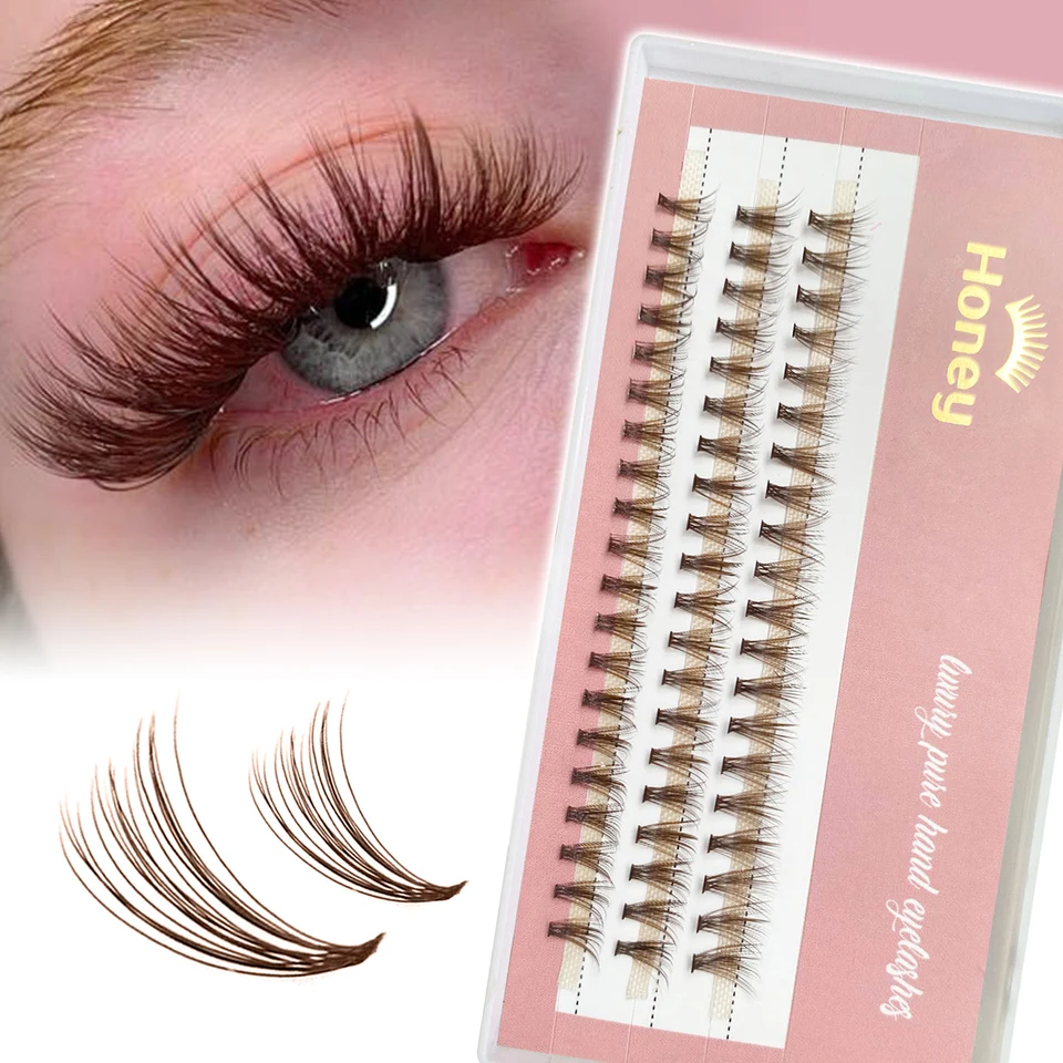 DIY farebné falošné riasy hnedé 20D klastrové mihalnice DIY mihalnice individuálny objem falošné riasy