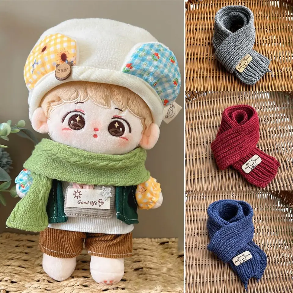 DIY Fashion Doll Doll Knit Scarf Multi-Colors Hand Make Malé medvedí šatky Príležitostné nosenie detských darčekových hračiek pre 20 cm bavlnené bábiky