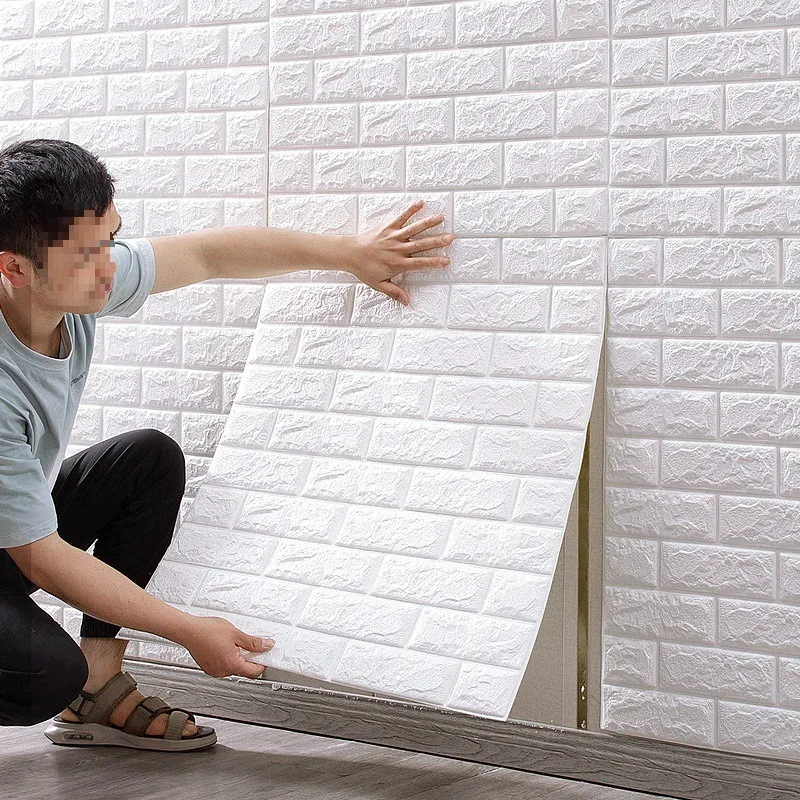 DIY Foam Brick Pattern Obývacia izba Moderná domáca dekorácia Self-pasívna stena dekorácie dekorácie 70cmx100cm 3D tapety nálepky