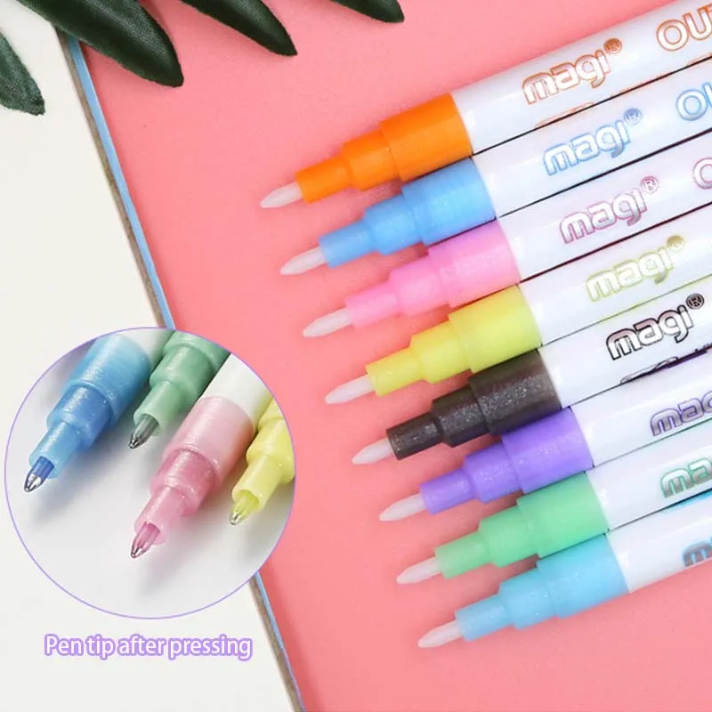 DIY graffiti obrys značkovača pero dvojitá čiara obrys umeleckého pera značka pero zvýrazňovač zošita scrapbook guľka denník plagát karta