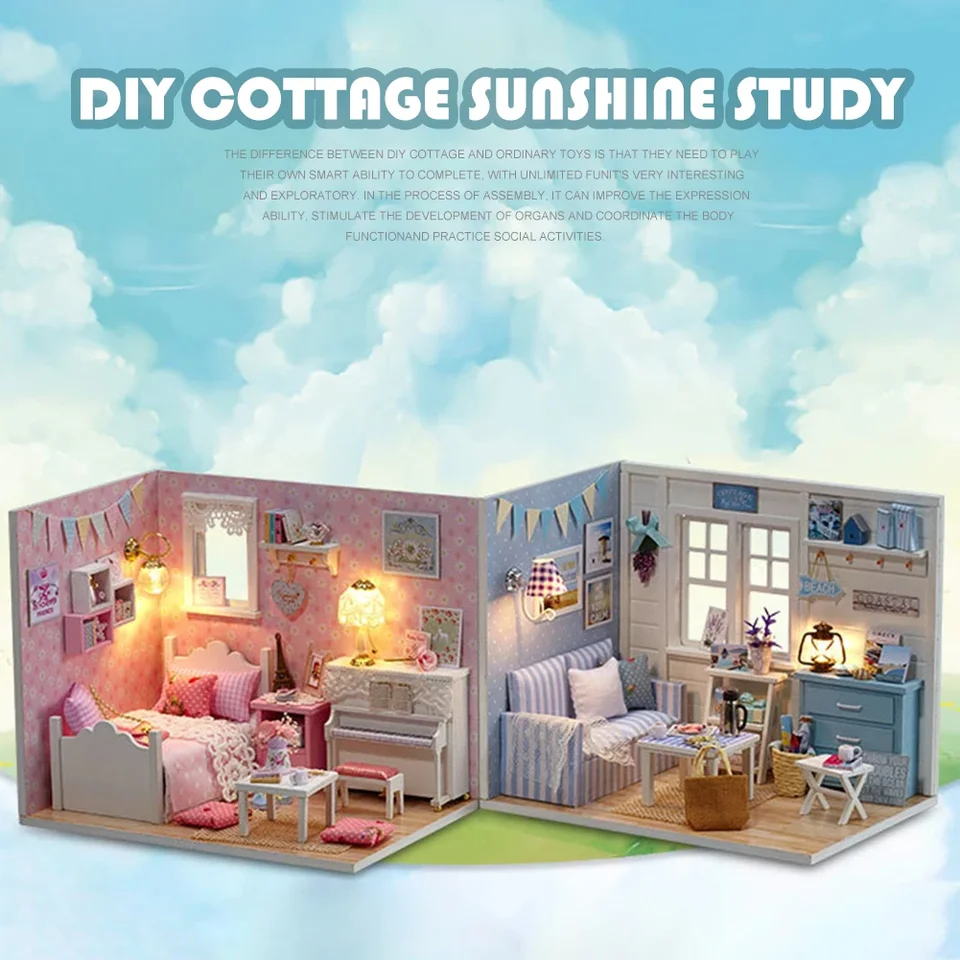 DIY Hut 3D Doll House Manual Zostavovanie hračiek pre dievčatá darček k narodeninám