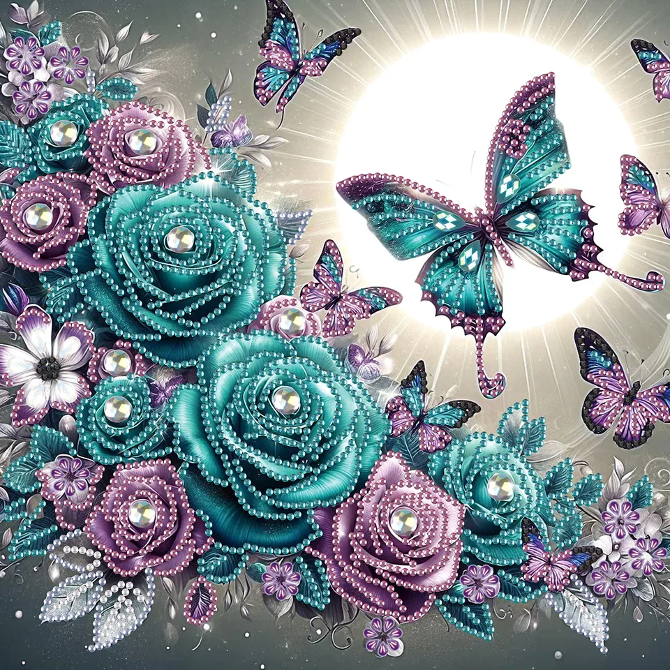 DIY Krásne kvety 5D špeciálny tvar Diamondové umelecké súpravy pre začiatočníkov, Diamond Art Painting Kits for Home Wall Divácia darček