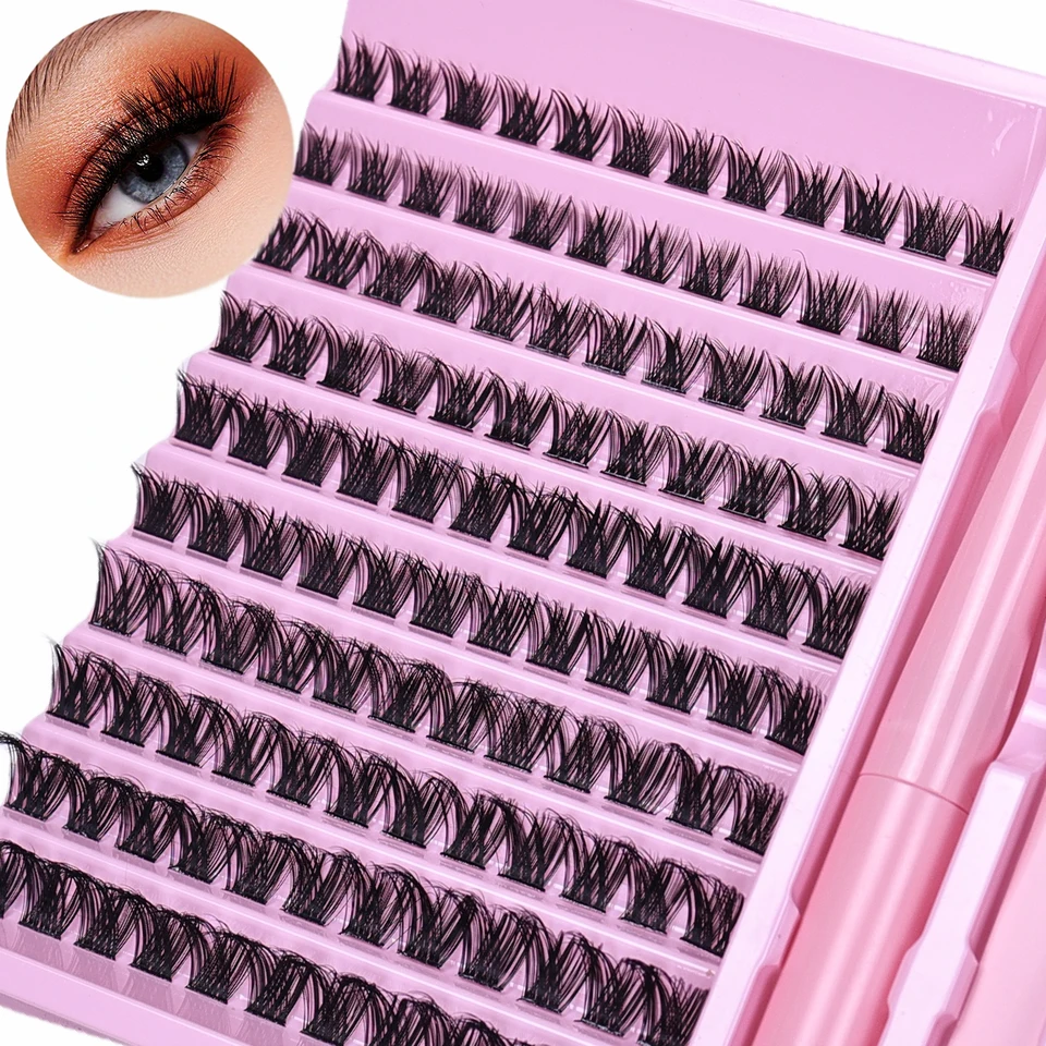 DIY Lash Extension Kit s klastrami s klastrami s klastrami zväzkov múdry D Wispy D Curling Falking Ripov zhluky s pinzetou