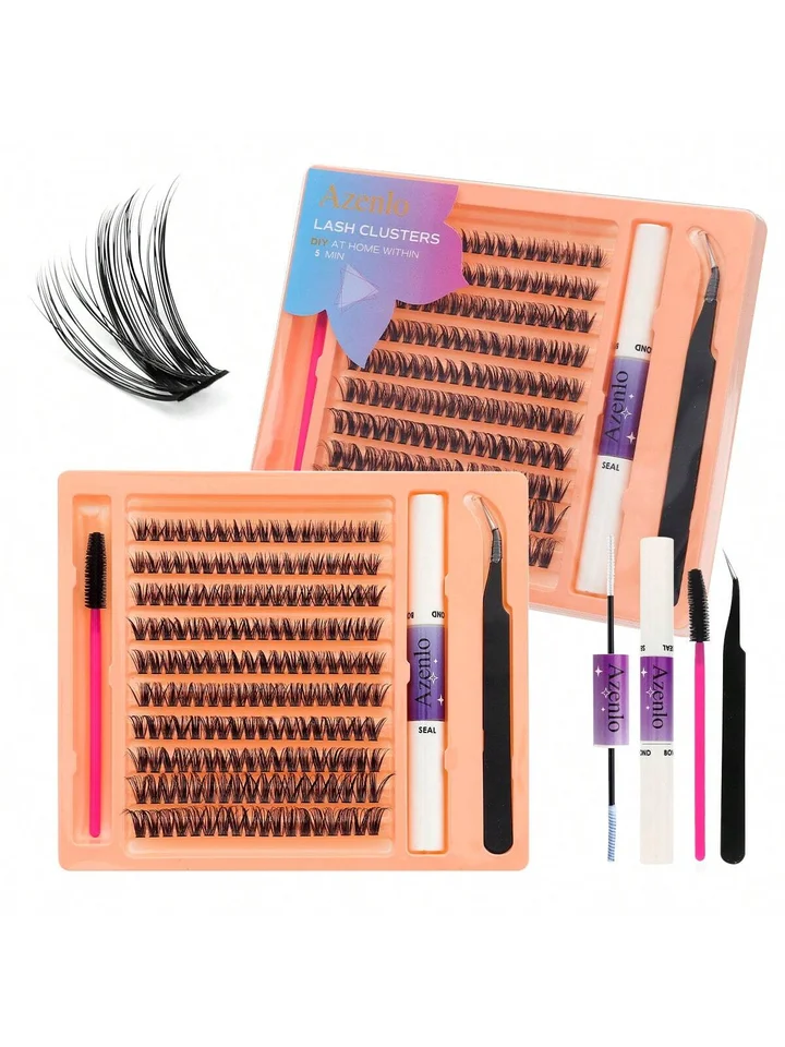 DIY Lash Extensions Kit Mink Lashes Cluster 180ks klaster s Lashbondom a tesnením a Lashapplicatorom a kefou na mihalnice