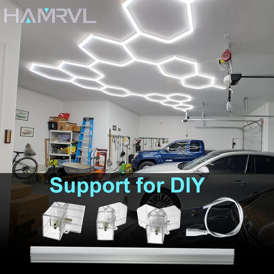 DIY LED trubica šesťhranná konektorová káblová príslušenstvo pre voštinovú lampu 110-240V pre holičstvo Workshop Garáž 4s auta Body Lighting