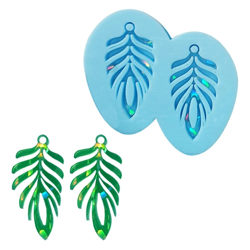 DIY Light and Shadow Leaf Pendant Form s otvormi Kľúčenky na náušnice prívesok Silikón Epoxidová forma pre výrobu kúzla šperkov