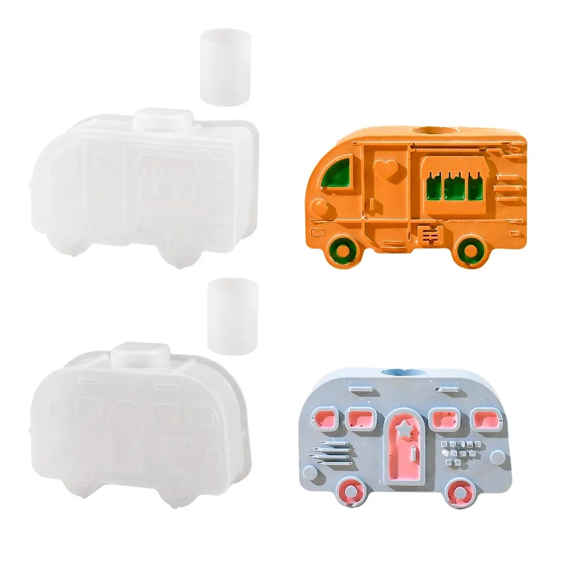 DIY Motor Home Can Sviečka držiak základňa Silikónová pleseň Sadrová sviečka dekorácia stolová plošina Ornament Form