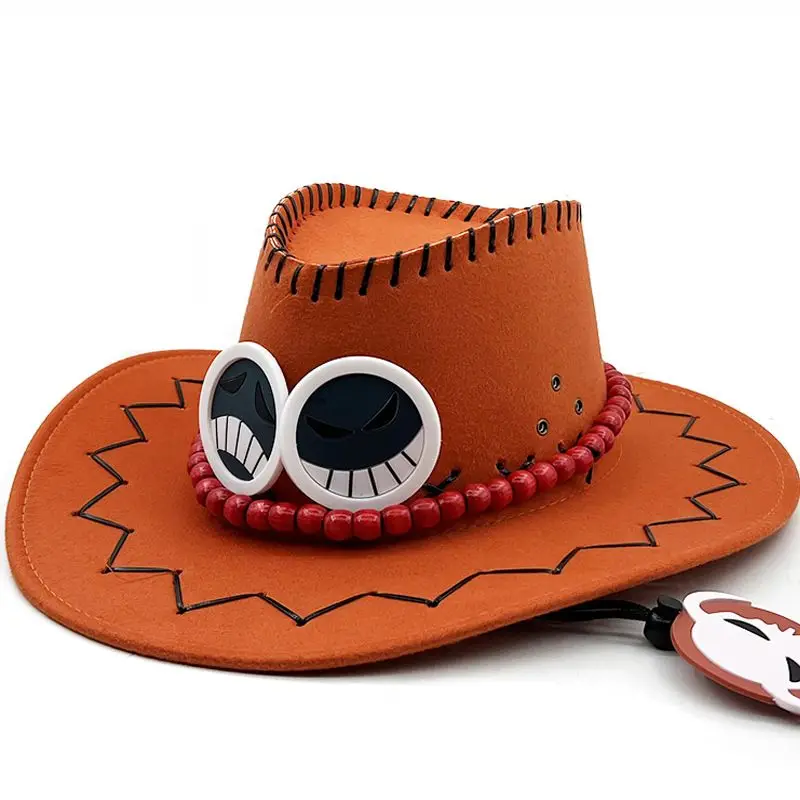 DIY One Piece Portgas D eso cosplay klobúk západný kovbojský klobúk Men Cascur Sun Hat Hat Stage Performance