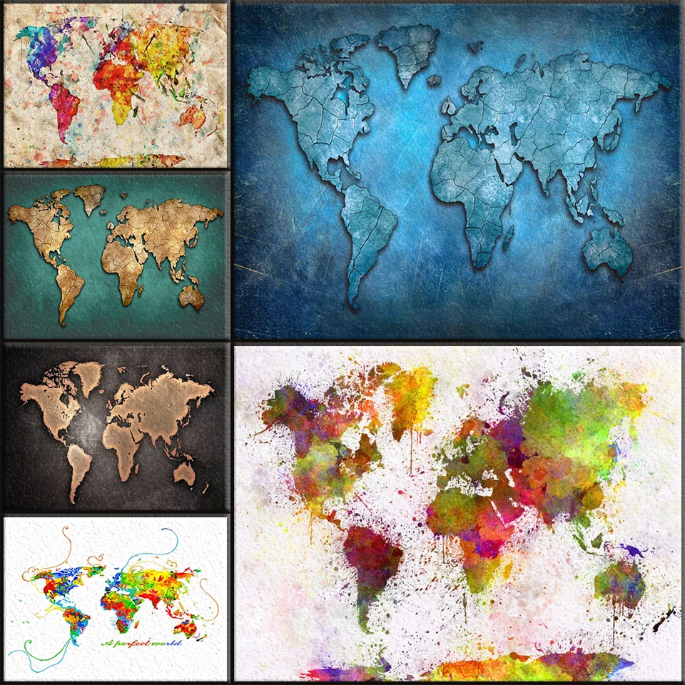 DIY Paint By Numbers World World Map Sit