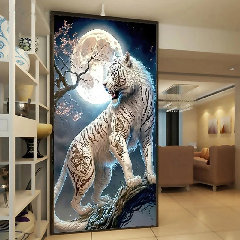DIY Presné tlačené textílie Mighty Tiger z kopca Vstupná sála Plné výšivky krížových stehov vyšíva