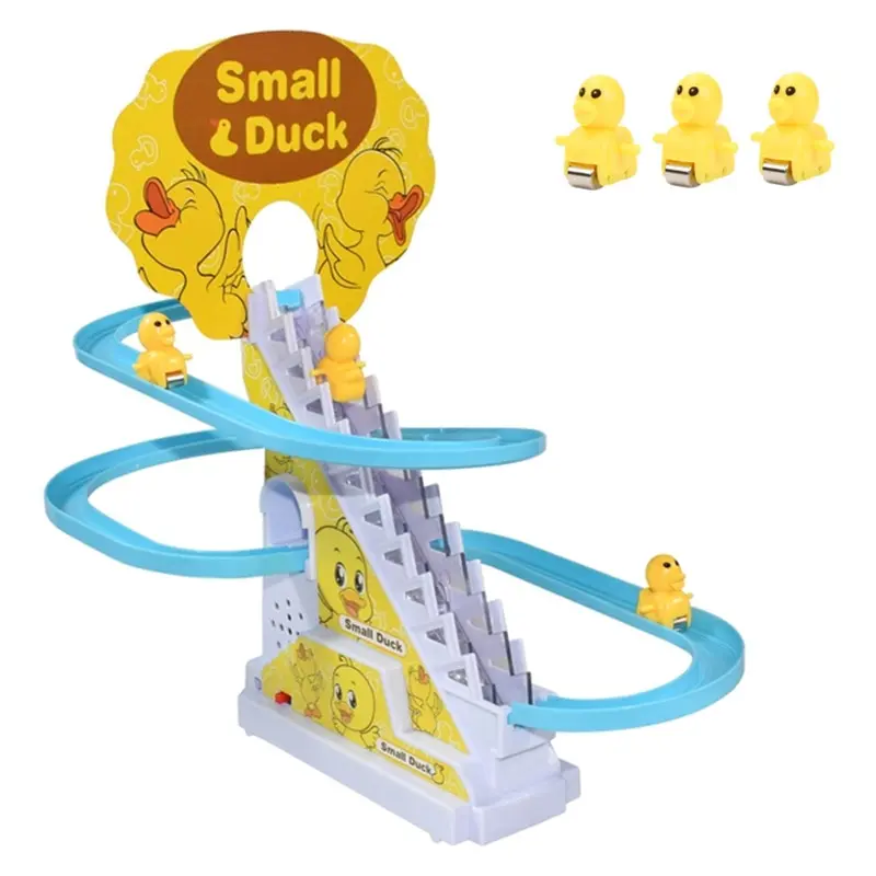 DIY Rail Racing Track Electric Small Duck Lezera schody schody hračky Pig Action Figure Hračky hudobná horská dráha hračky pre deti darček