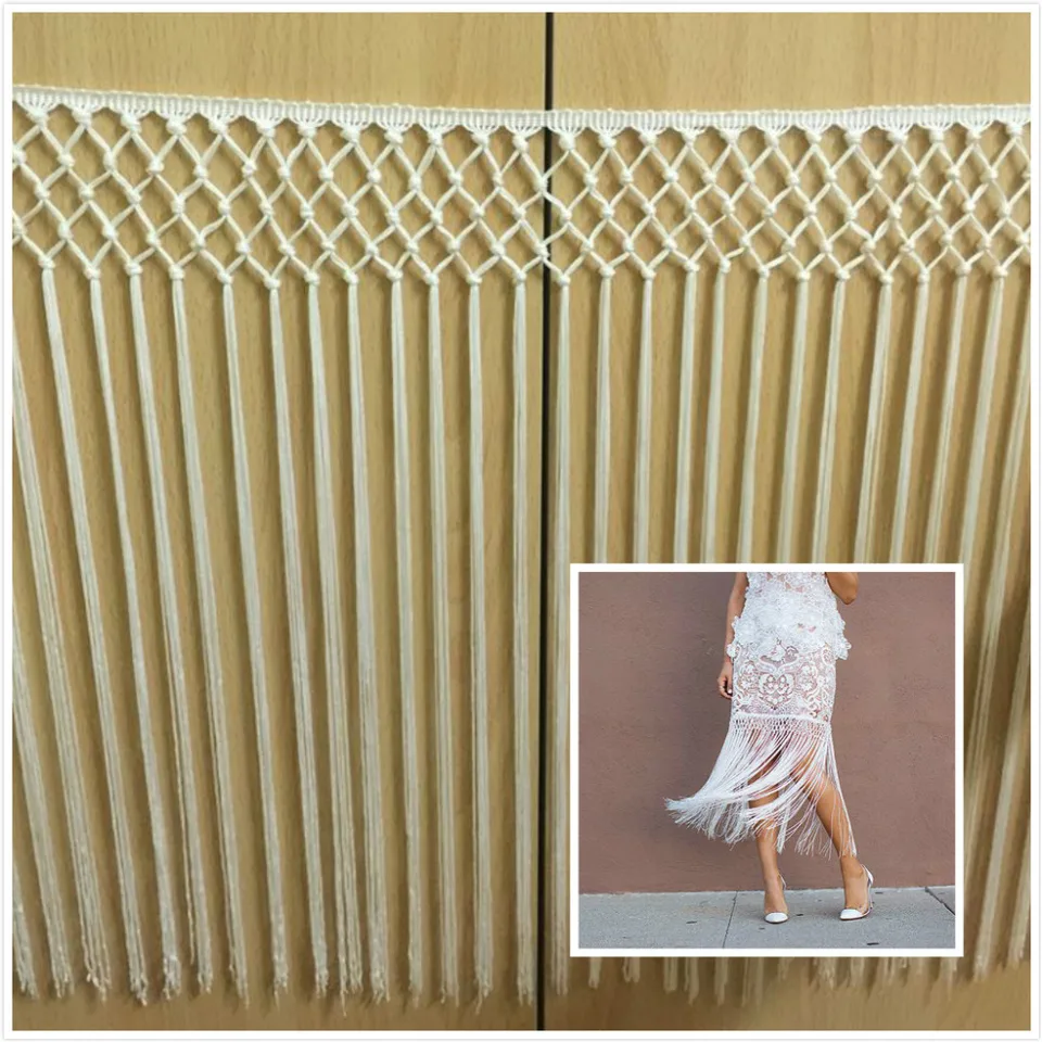 DIY Rayon Lace Lace Fringe Fringe Etnick Lace Trim 50 cm Šija Latinské šaty Národné pódium odev Ozdob