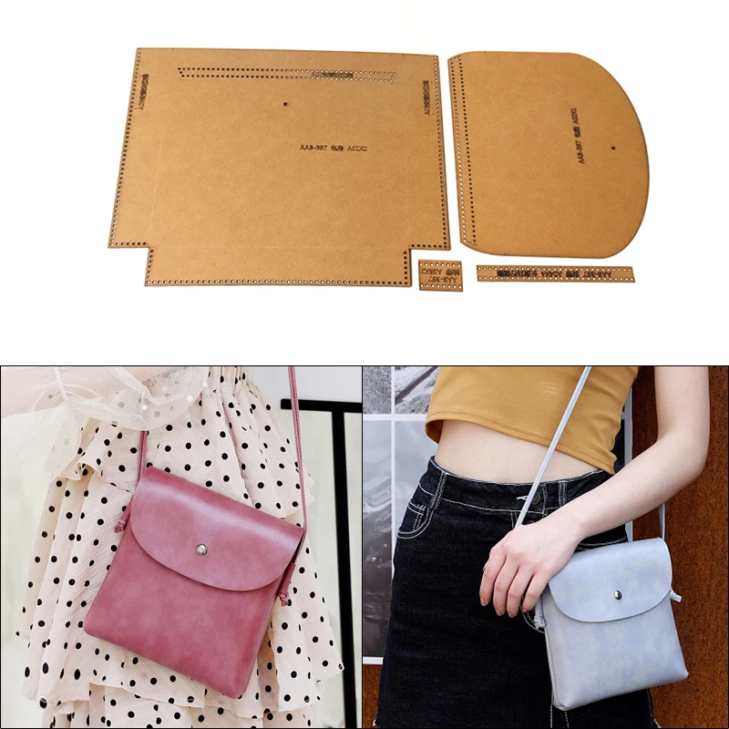 DIY ručne vyrábané mini messengerové tašky Kraft Paper Template ručne vyrábané kožené remeselné tašky Šijacie šablóna 20*18*4