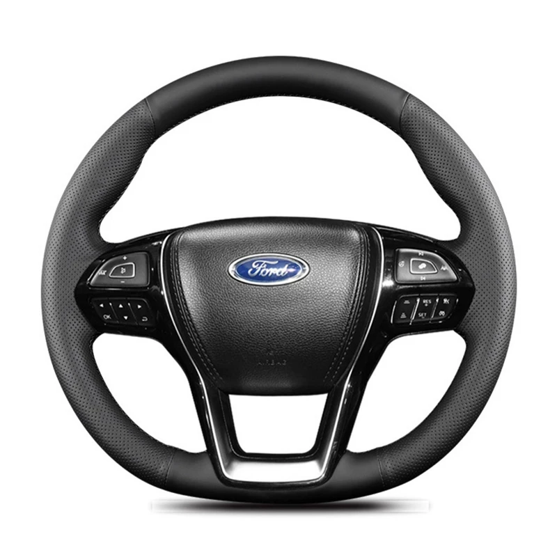 DIY ručne šité čierne PU Artificial Leather Car Cover na volant pre Ford Ranger 2016-2019 Everest 2016 2017 2018 2018 2019