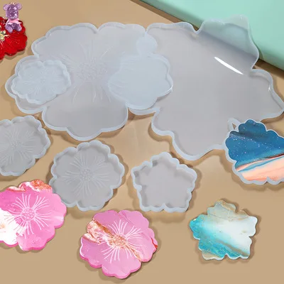 DIY SAKURA TEA TRAY COASTER Silikónová forma pre sadrovú UV Epoxidovú živicu Čerešňové kvety kvetinové podnosové misky