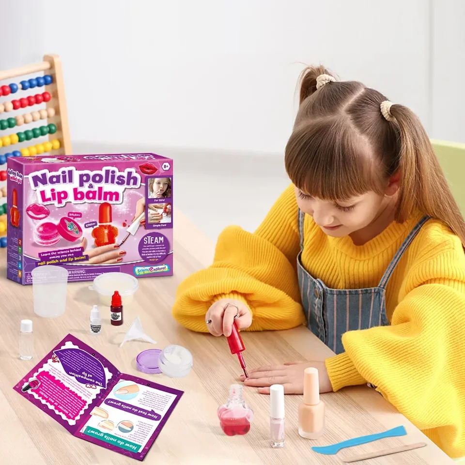 DIY Science Experiment Ručne vyrobený rúž na nechty na nechty na nechty experiment set girl make -up hračky učenie hračky vzdelávacie puzzl hračky s hračkou