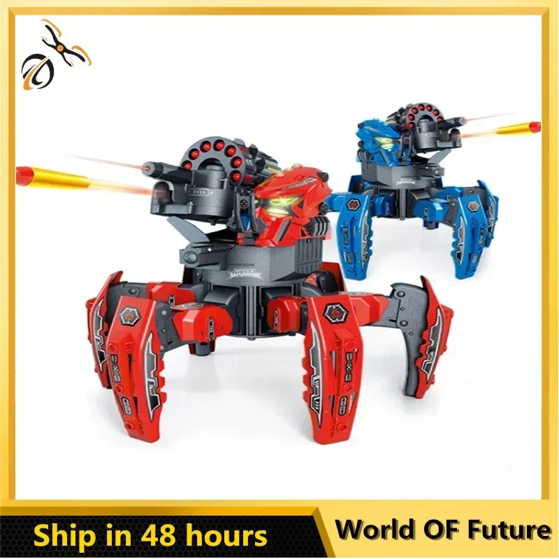 DIY Shooting Game Šesťnohý Spider Robot 2.4G Rádio diaľkové ovládanie Dvojitá zbraň RC Robot Hračky pre deti Darče