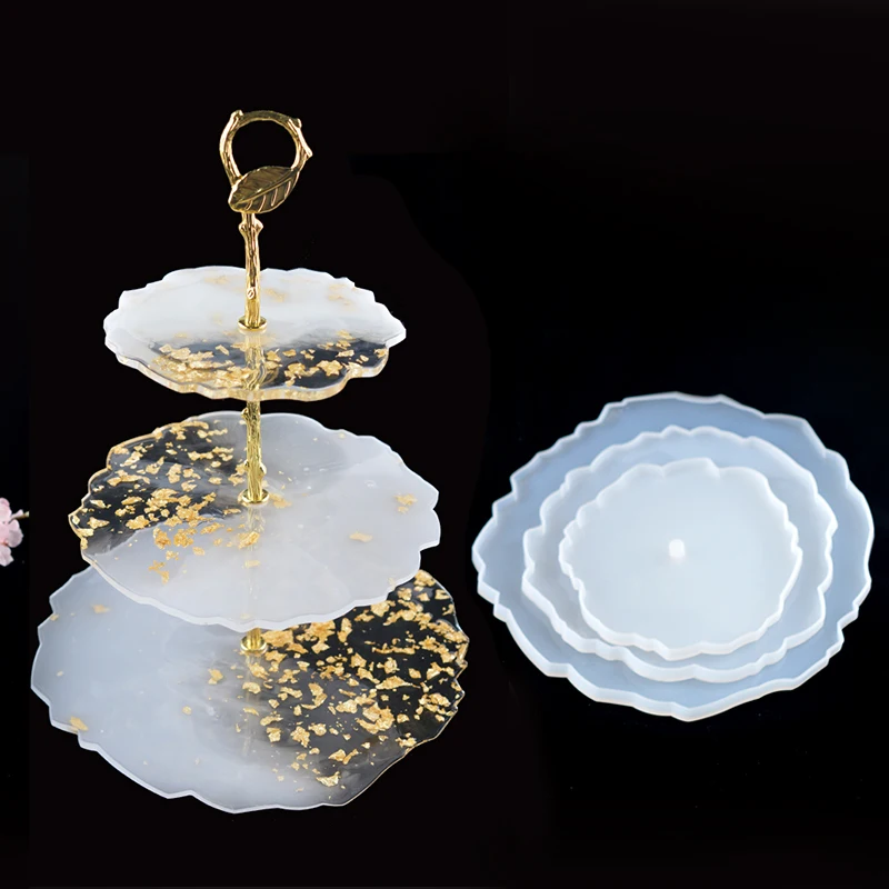DIY TRODOBLIDÁLNE TIERED TRAY EPOXY ŽIVODNÁ FORMY SLIKONÁ COASTER COASTER GEODE MOULE RIDINE RIDINE Desktop Ozdob