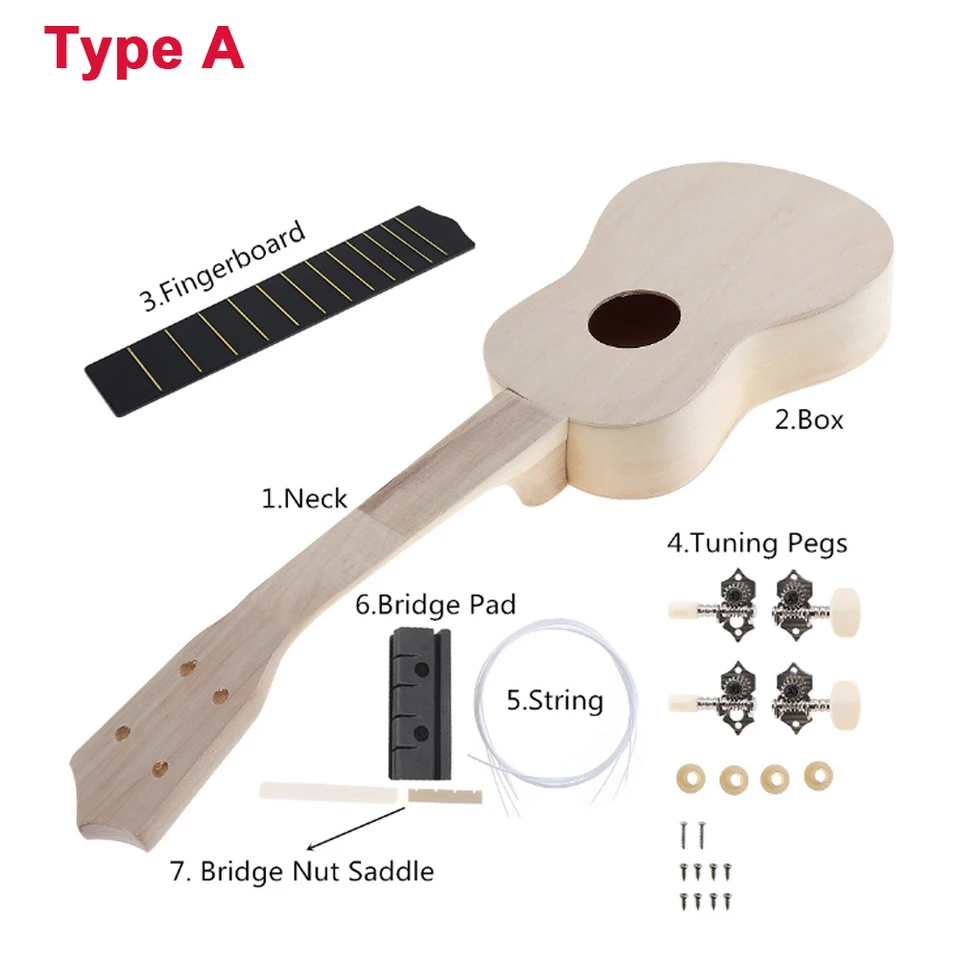 DIY ukulele 21 palcov jeleň jeleň zvuková diera basswood soprán Havaj na gitar