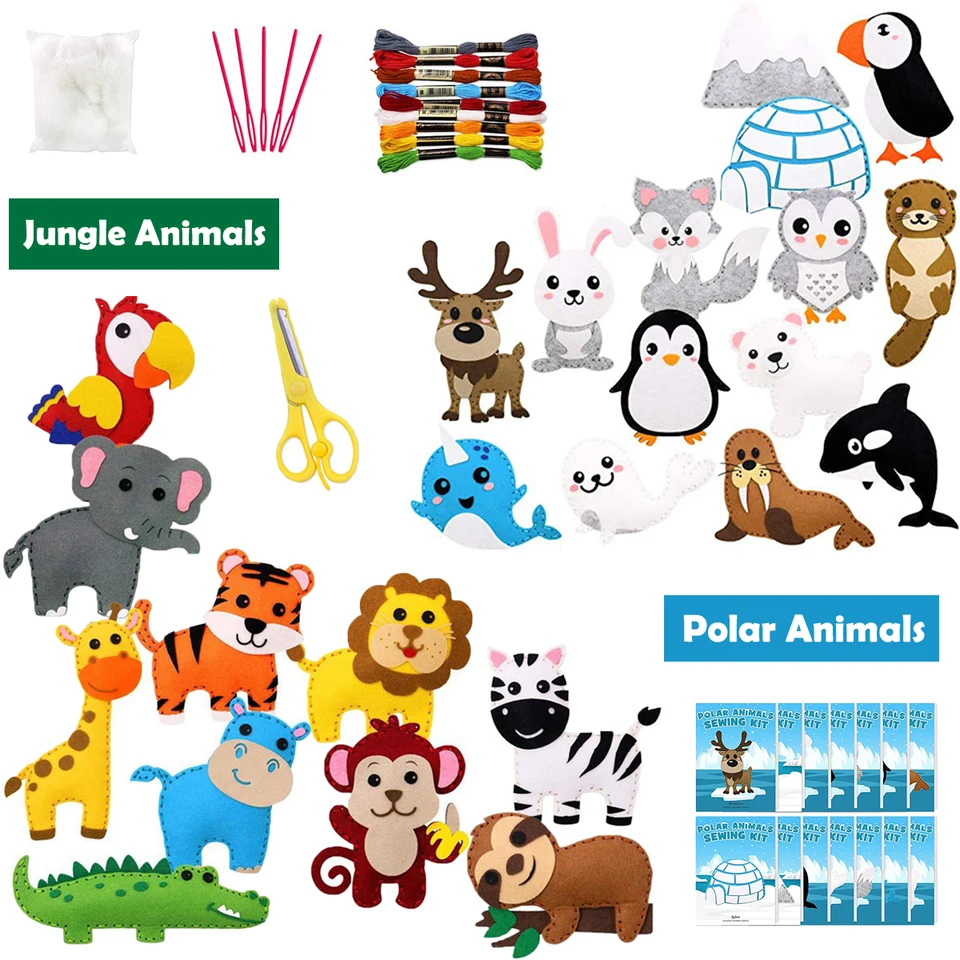 DIY zvieracie šijacie súpravy Felt plyšové dekorácie Safari Jungle/Polar Animal Šil