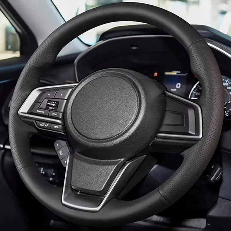 DIY čierne faux kožené doplnky na vozidlo volantu pre volant pre Subaru Forester 2019 Ascent 2019 Crosstrek 2018-2019 Impreza