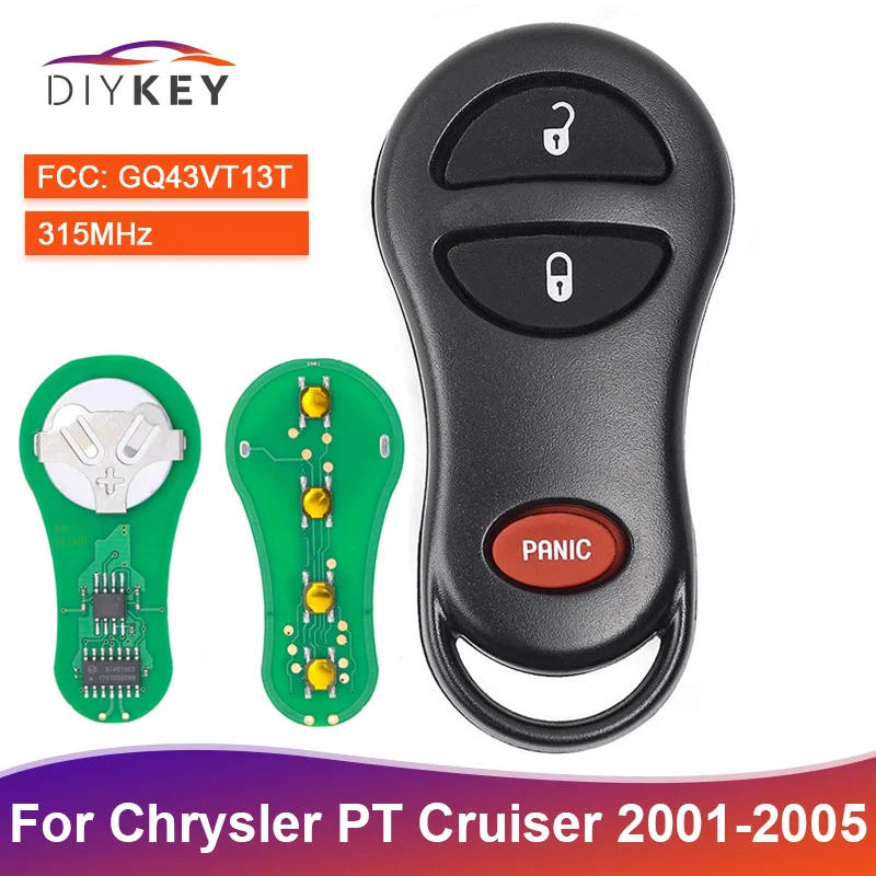 Diykey FCC ID: GQ43VT13T 3 Buttons 315MHz pre Chrysler PT Cruiser 2001 2002 2003 2004 2005 Smart Remote Car Key FOB