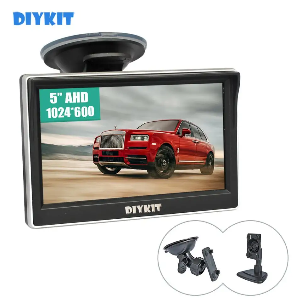 Diykit 1024*600 5inch IPS AHD Zadný výhľad na monitor auta Monitor parkovacieho záložného monitora s prísavkovým pohárom a držiakom pre MPV SUV Horse Lorry