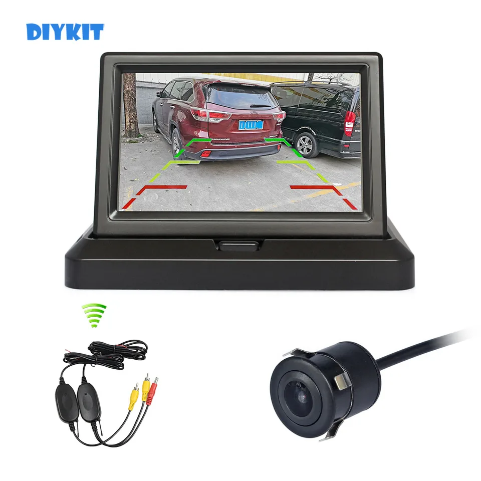 Diykit Wireless 5inch Flowable Tft LCD Monitor automobilu HD Zadný pohľad Zadný záložný fotoaparát