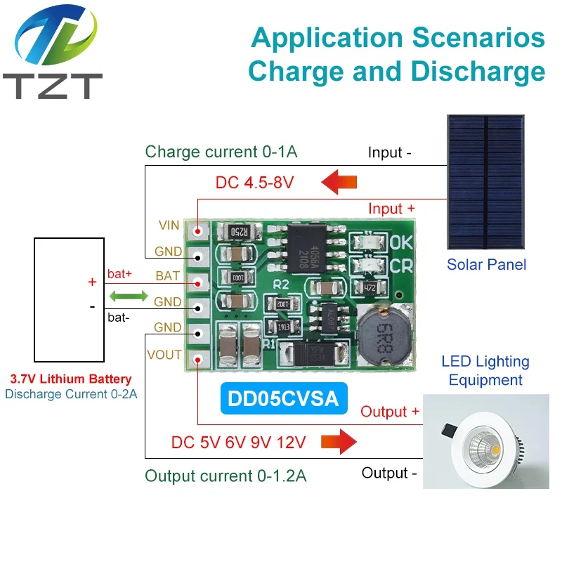 DIYTZT 3,7V 4.2V nabíjačka 5V 6V 9V 12V Discharger Board DC DC DC prevodník Boost Modul pre DIY Solar Mobile Power Charger Modul