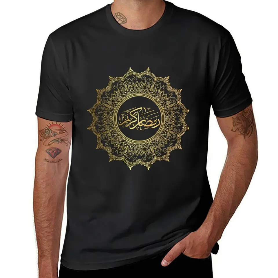 Dizajn arabského ramadánu kareem s Golden Mandala Tričko s krátkym rukávom TEE Nové vydanie nadmerné pánske grafické tričká Pack