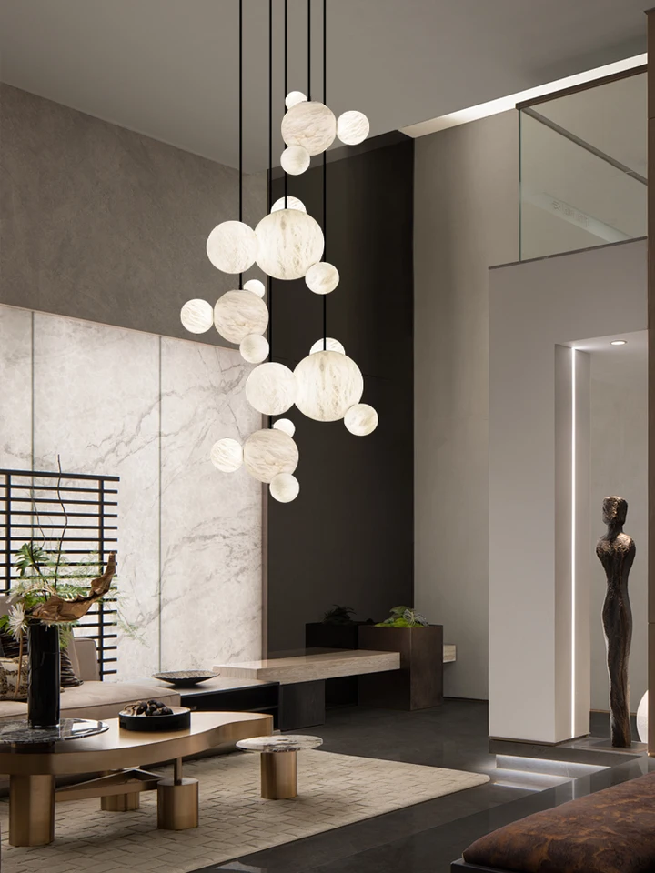 Dizajn mramoru Art Deco 10-28cm Bubbles LED 2024 Luster alabaster prívesok Svetlo zavesenie svietidla pre obývaciu izbu pre obývaciu izbu