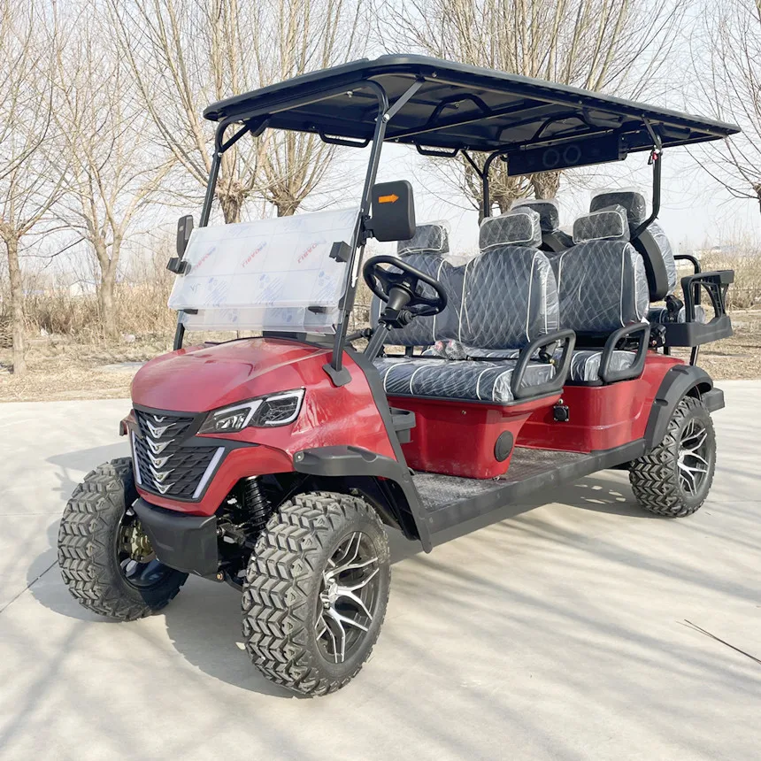Dizajn predaja Lítium Elektrický golfový košík 4 košíky Auto Dospelý lacný 12-palcový terénny pneumatiky s hliníkovými zliatinovými kolesami