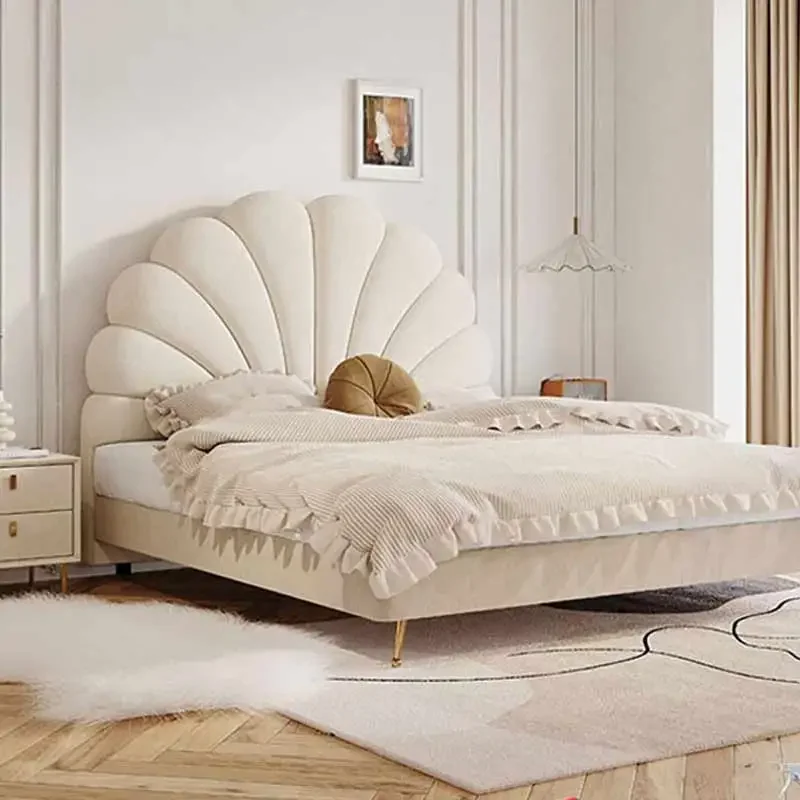 Dizajn queen veľkosti čelných dosiek Pohodlný severský luxusný posteľ Moderné čalúnenie Cabecera de Cama Spál