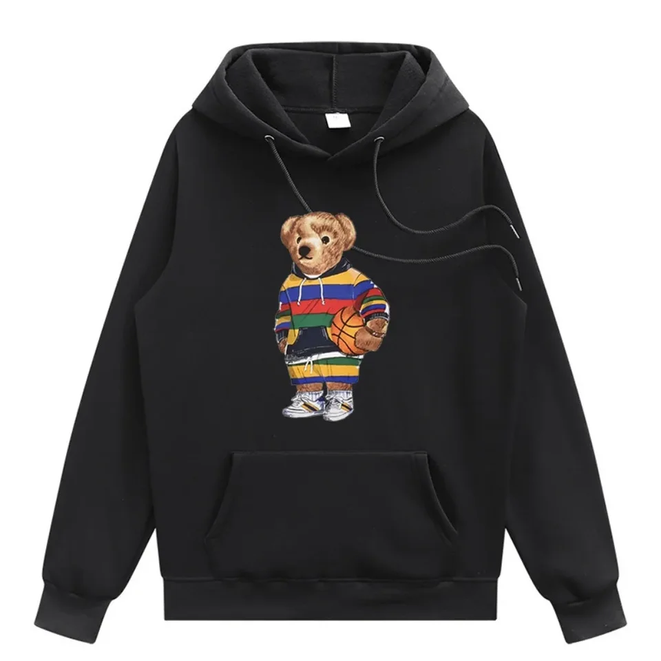 Dizajnér gentleman medvedí mikiny fleece teplá kapucňa hip hop fit kapucky voľné nadmerné odevy pullover s kapucňou s kapucňou, streetwear