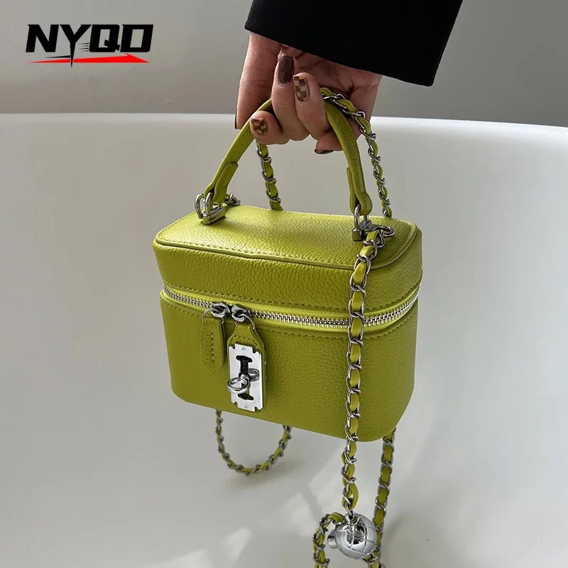 Dizajnérske štvorcové kabelky módne reťazce krížové tašky pre ženy textúra Lock Bag Bag Lady Elegantné vrecká na mobilný telefón