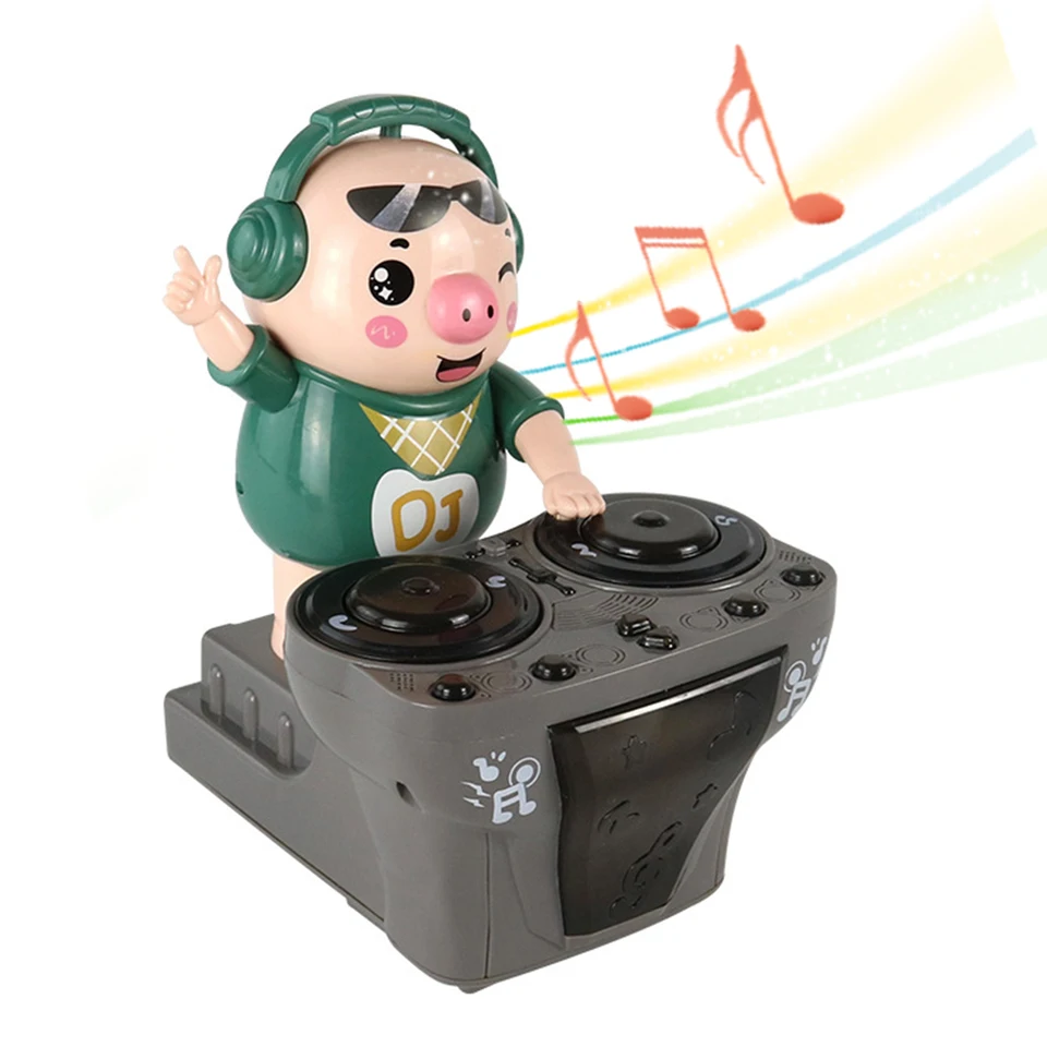 DJ Elektrická ošípaná hračka s hudobnými svetlami hudobná hračka ošípaná s batériou Pathling Animal Animal Toy Cartoon Roztomilý dizajn pre chlapcov dievčatá